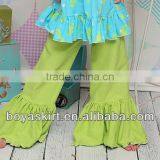 Cheap China Wholesale Kids Clothing Fashion Girl Yellow-green Ruffle Wide Trousers Child Cotton Pyjamas Factory Outlet Kid Pants thumbnail-1