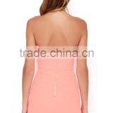 2015 Hot Strapless Fitted Bodice Club Dress Coral Night Sexy Club Dress thumbnail-5