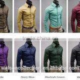 Wholesale Walson Luury Men Formal Shirt Long Sleeve Slim Fit Business Dress Shirts Solid Cotton Apparel thumbnail-1