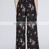 Chic Ropa Mujer Floral Wide Legs Shape Print Black Dressy Pants Outfits thumbnail-4
