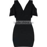 Summer for Women 2017 New Design Deep V-neck Balck Tight off Shoulder Sexy Dress thumbnail-1