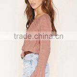 2016 High Quality Plain Dyed Cotton Fashionable Summer Bell Sleeve Blouse thumbnail-2