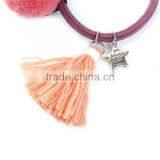 Tassel Watermelon Red Pom Ball Pattern Wool Elastic Hair Ties thumbnail-2