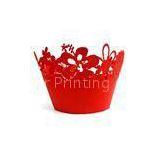 Pantone Color Red Floral Laser Cut Decorative Cupcake Wrappers for wedding centerpieces