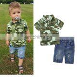 Boy Summer Camouflage Clothing Set Toddler Short Sleeve T-shirt + Denim Shorts 2pcs Outfit for 2-7T thumbnail-2
