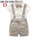 2019 SUMMER KIDS Gentleman Bowknot Blouse With Suspender Shorts 3PC SET Newborn Baby Clothing Sets thumbnail-4