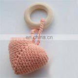 Cute Heart Baby Teething Ring Hand Knitted Teether Rattle Toy thumbnail-4
