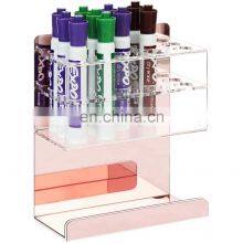 Wall Mounted 2-Tier Rose Gold Acrylic Dry Erase Whiteboard Marker and Eraser Storage Holder Stand Home Office Accessories