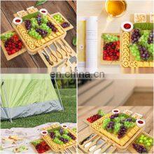 Bamboo Wood Charcuterie Platter Magnetic Slide-Out Drawers Cheese Board Set With Cutlery Knife thumbnail-4