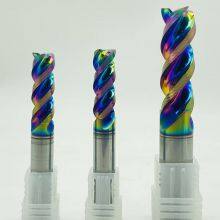High Gloss Rainbow Coated 3 Flute Aluminum End Mill 8×24×75mm, Tungsten Carbide CNC Cutter For Non-Ferrous Metal CNC Machining & Cutting thumbnail-1