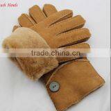 Yellow Thick Double Face Winter Integration Fur Gloves for Men thumbnail-1
