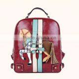 Korea Lovely Horse Patch Fashion High School Leather Backpack thumbnail-2