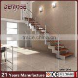steel beam with glass tread straight staircase