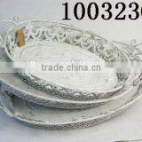 Round Antique White Decorative Iron Tray