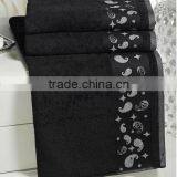 100%cotton Jacquard Black Bath Towel Border thumbnail-1