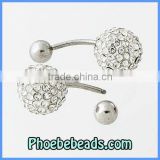Wholesale Sexy Hot Body Piercing Rings Clear White 10mm Crystal Bead Belly Button Barbell Navel Jewelry BBR-A008