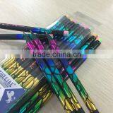Standard Size Round Shape Black Wood Heat Rolling Rainbow Laser HB Pencil Sharpened With Rainbow Eraser thumbnail-1