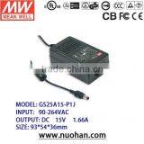 Mean Well 25w 15v Power Supplies/ 20~25W AC-DC Single Output Desktop/15v 1.66a Adaptor