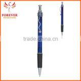 Exhibition Conference Custom Wired Clip Plunger Action Ballpoint Pen With Rubber Grip Ball Pen Supplier thumbnail-2