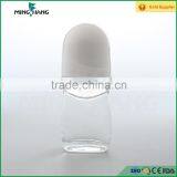 70ml transparency Glass Body Deodorant Roll On Bottle For Cosmetic Package with white cap