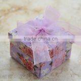 Wholesale - Romantic Lavender Paper Candy Boxes Purple Ribbon White Wedding Favors Party Gift Boxes Holders