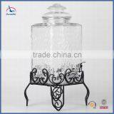 Best Selling Clear Juice Glass Jar Square Glass Water Dispenser Tap Jar With Water Faucet thumbnail-2