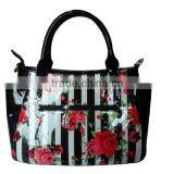 2016 Fashion Shiny PU Handbag With Rose in Stripes Print thumbnail-2