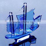 Handmade Blue Crystal Ship Model