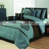 7pc Faux Silk Embroidered Bedding Set