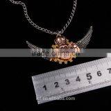 2015 Yiwu Fashion Imitation Jewelry Hot Sale New Arrive Steampunk Gear Angel Wings Pendant Statement Necklace Key Chain thumbnail-5