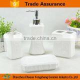 Elegant Ceramic Bath Bathroom Sets With Relief Flower