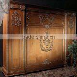 European Noble Solid Wood Hand Carved Bedroom Furniture Six Doors Wardrobe thumbnail-1