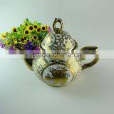 Unique Shape Porcelain Teapot Coffee Pot With Decal and Gold Line in Stock thumbnail-2