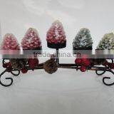 New Design Christmas Decoration Pine Cone Metal Candle Centerpiece Wrought Iron Candle Holder thumbnail-2