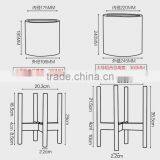 Walnut / Beech Wood Stand With Smooth Matte Pot Concrete Planter Pot thumbnail-4