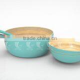 Set Handmade Bamboo Salad Bowls and Spoons, Lacquered Bamboo Products thumbnail-5