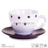 Color Glaze Stoneware Ceramic Cheap Cup and Saucers thumbnail-2