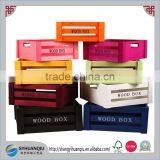 Nested Wood Crates - Orange Decorative Wooden Crate Set With Handles S/3 29x28x13cm thumbnail-1