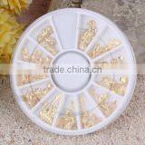 12 Lattice Gold Sea Horse Shell 3D Metal Nail Art Tips Metallic Studs Stickers Decor thumbnail-2