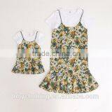 Wholesale Holiday Family Set Flower Printed Mother Daughter Matching Dress in Stock thumbnail-1