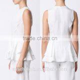 Best Selling Girls White Double Layered Ruffle Blouse Cheap Price thumbnail-6