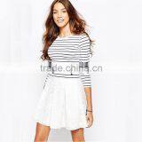 Long Sleeve Black and White Stripe t Shirts for Women thumbnail-1