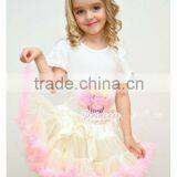 2013 Newest White 100%cotton Top Pink Pettiskirt Set Outfit for Baby Girls thumbnail-1