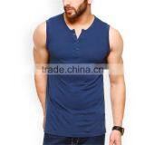 Mens Plain Blank Button Neck Tank Sleeveless Polo Shirt Tops thumbnail-1