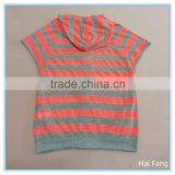Wholesale Custom Children Girls Striped Pink and Gray Zip up Hoodies, Kids Summer Hoodies & Sweatshirts thumbnail-2