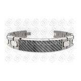 Matte / Brush Ti2 Titanium Magnetic Bracelet With Black Carbon Fibre thumbnail-1