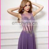 Real Photo Crystal Detailing Sexy See Through Bodice Chiffon Evening Dress Women thumbnail-4