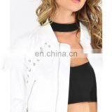 Criss Cross Stain Bomber Jacket Women thumbnail-4