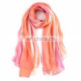 High Quality Gradient Color Colourful Beach 100% Silk Scarf thumbnail-2