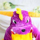 Purple Dinosaur Cartoon Flannel Conjoined Polyester Children Pajamas thumbnail-5